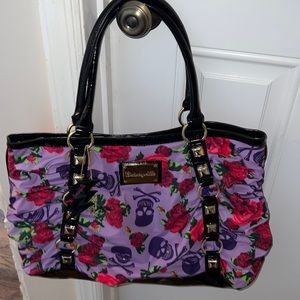 Adorable new Betsey nylon tote with snap closure and hanging skeleton lightning